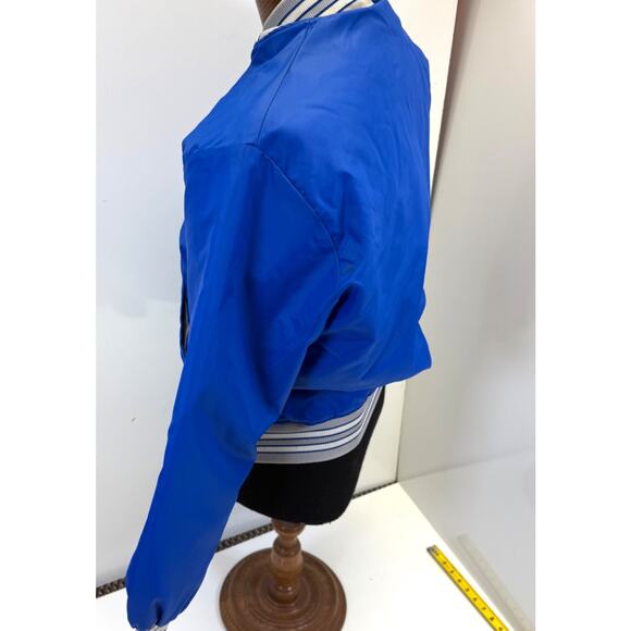Howe Apparel Satin Bomber Jacket Blue Nightawks Emblem Size L Made USA VTG - Picture 3 of 11